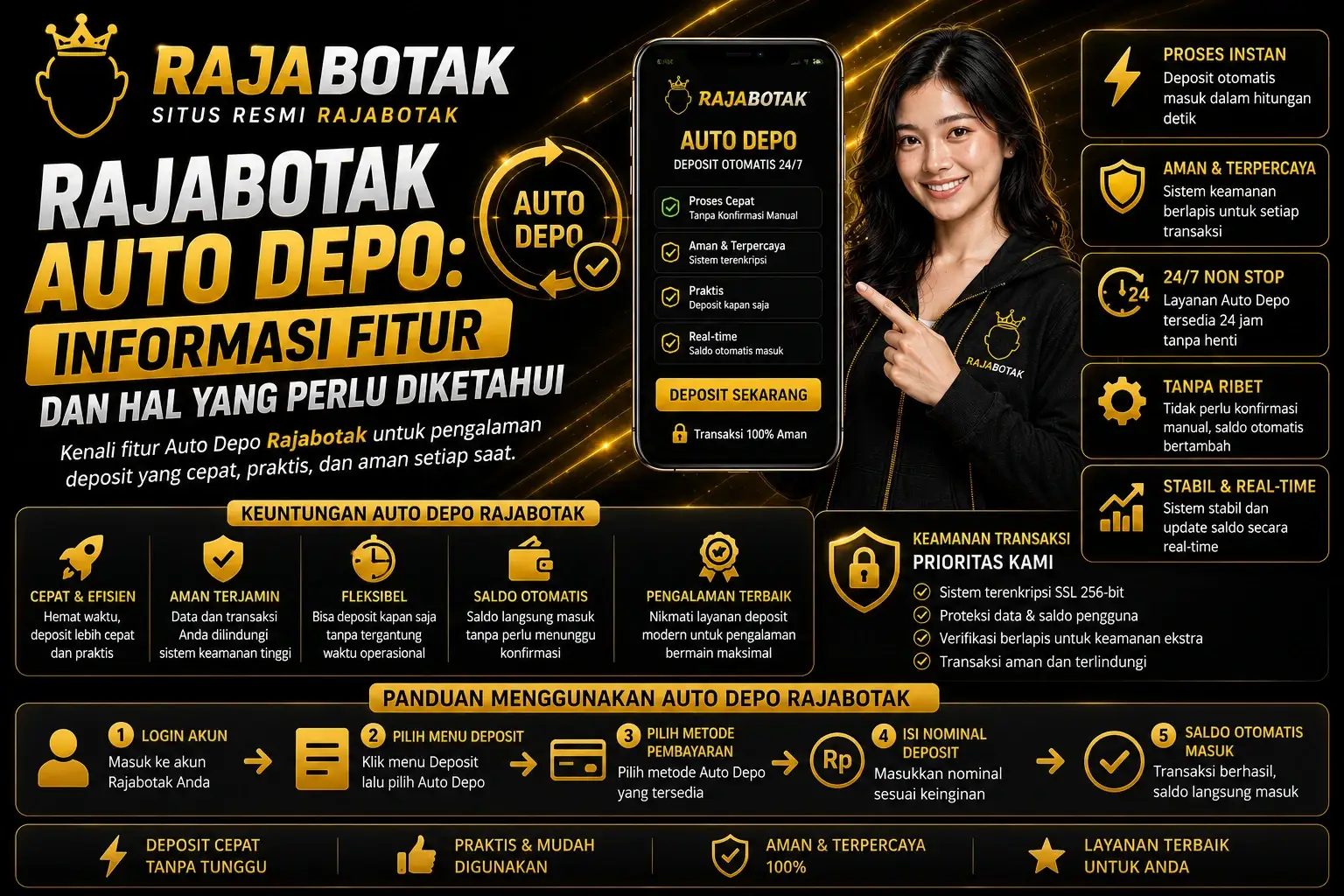Panduan informasi fitur Rajabotak Auto Depo dan pemeriksaan alur yang aman