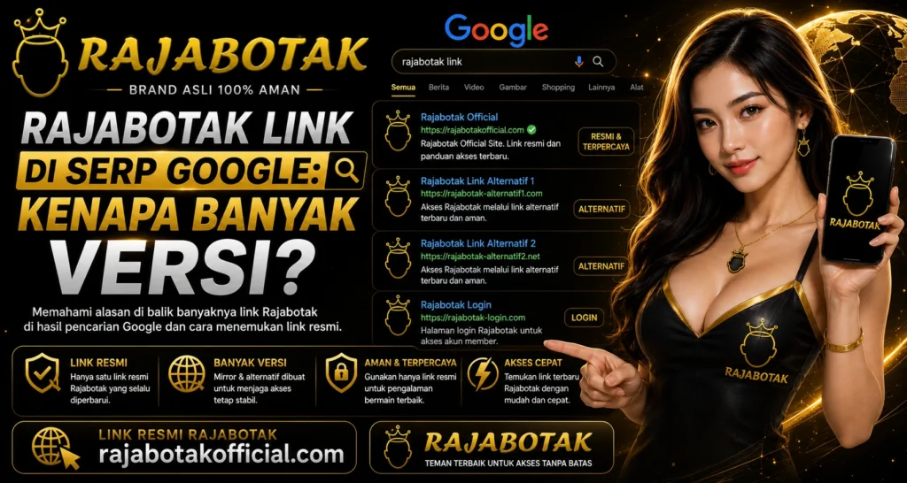 Ilustrasi berbagai versi link Rajabotak yang muncul di hasil pencarian Google