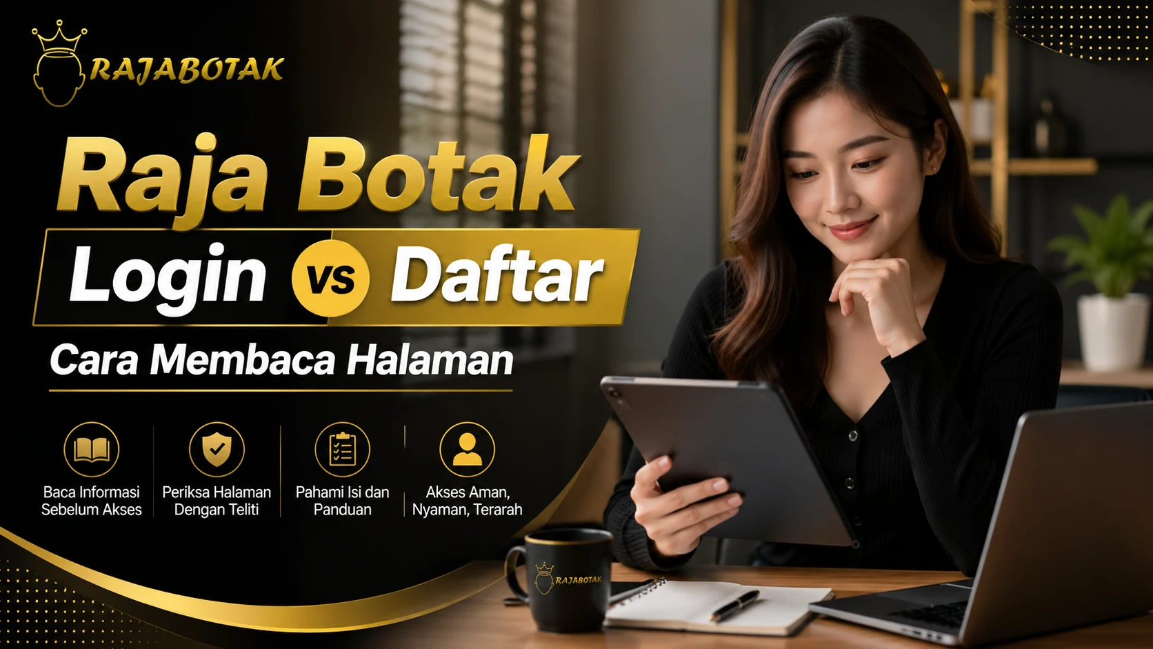 Ilustrasi perbedaan halaman login dan daftar Raja Botak