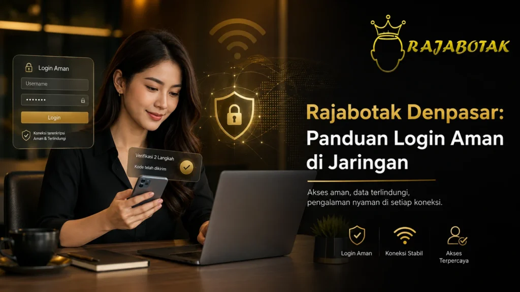 Ilustrasi panduan login aman RajaBotak Denpasar saat menggunakan jaringan publik