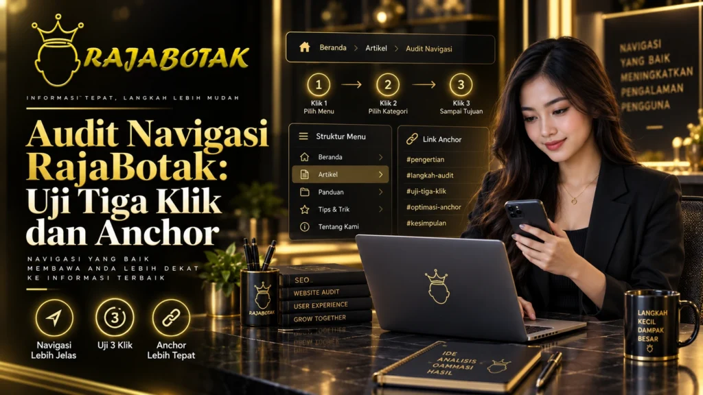 Audit navigasi RajaBotak uji tiga klik dan anchor