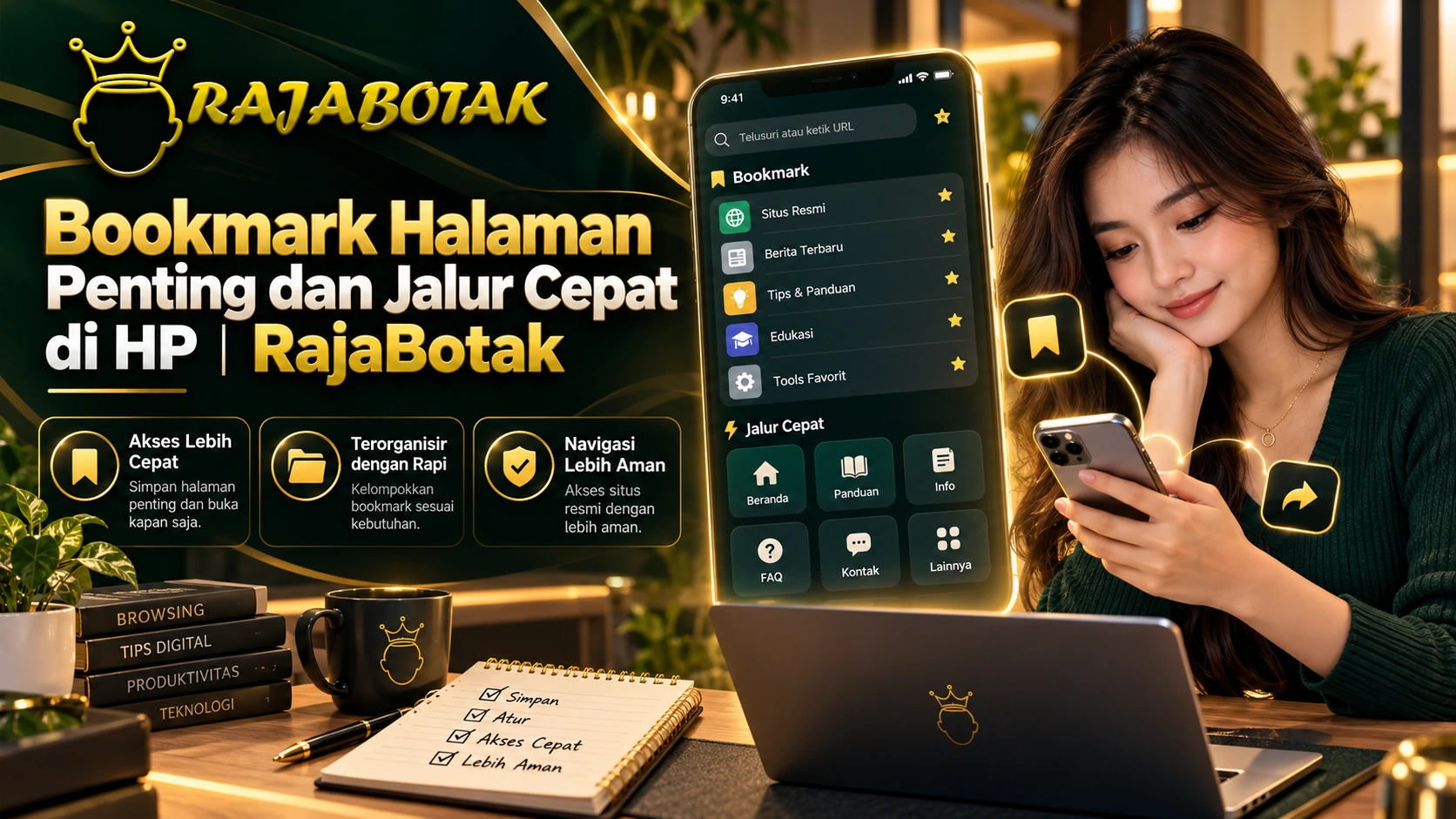 Bookmark Halaman Penting dan Jalur Cepat di HP | RajaBotak Bookmark halaman penting dan jalur cepat RajaBotak di HP