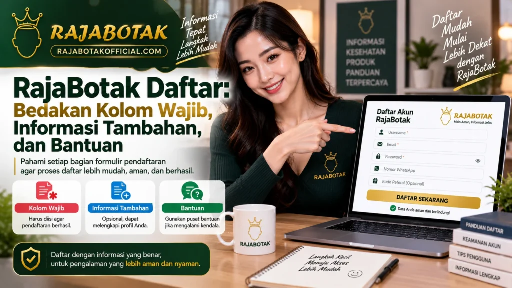 RajaBotak Daftar kolom wajib, informasi tambahan, dan bantuan di RajaBotak Official
