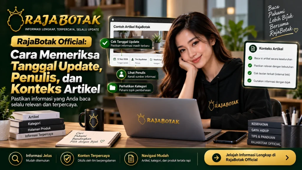 RajaBotak Official cara memeriksa tanggal update, penulis, dan konteks artikel