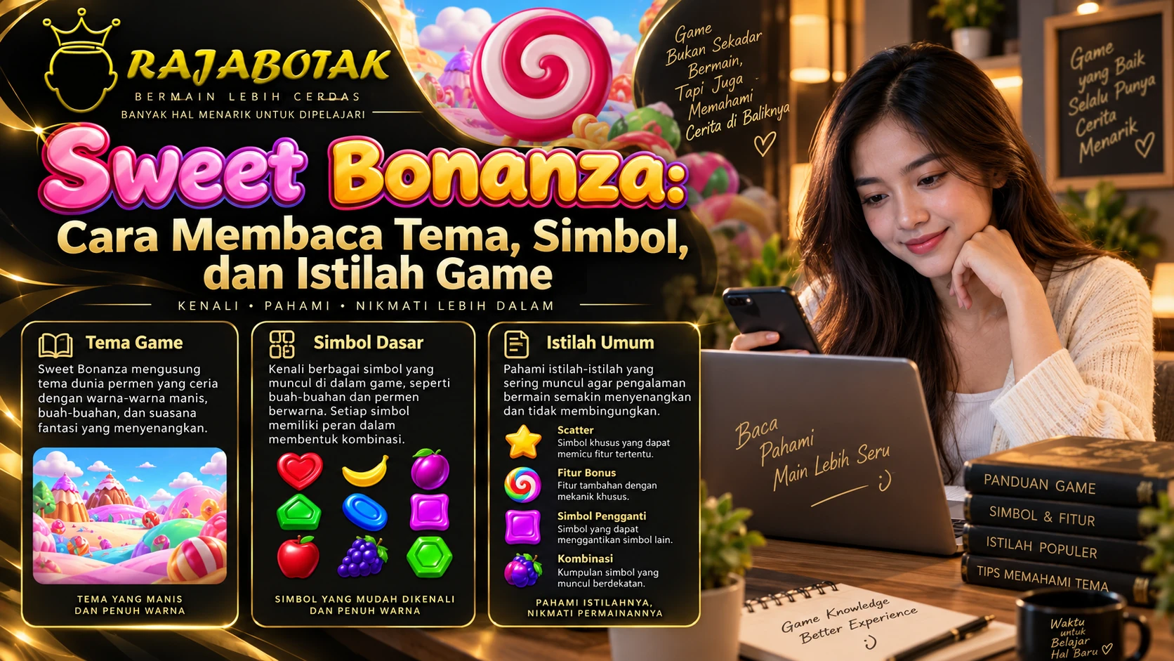 Sweet Bonanza: Tema, Simbol, dan Istilah Game Sweet Bonanza cara membaca tema, simbol, dan istilah game di RajaBotak Official