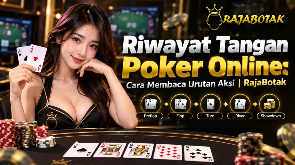 Riwayat tangan poker online RajaBotak untuk membaca urutan aksi secara terstruktur