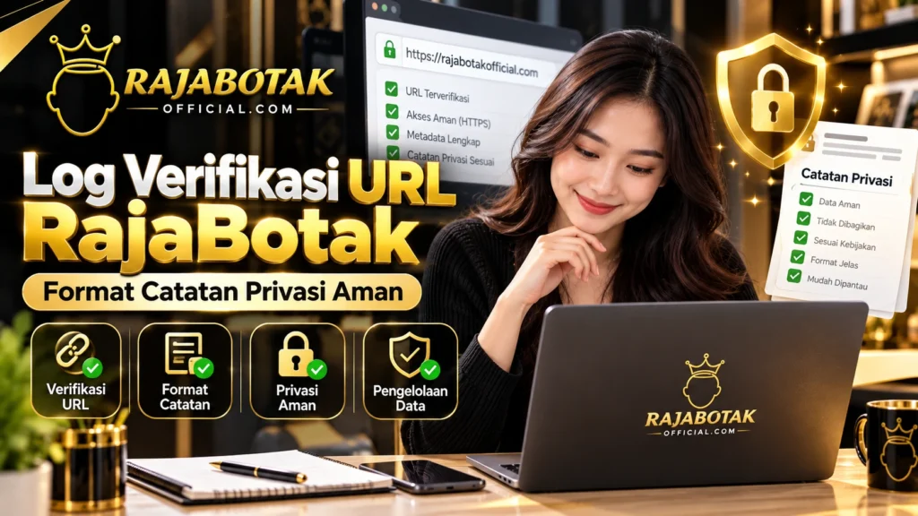 Log verifikasi URL RajaBotak dengan format catatan privasi yang aman dan terstruktur